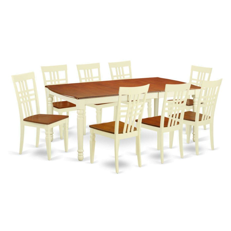 Dining Table Sets * | Coupon Kitchen & Dinette Sets East West Furniture Dover 9 Piece Latticeback Dining Table Set