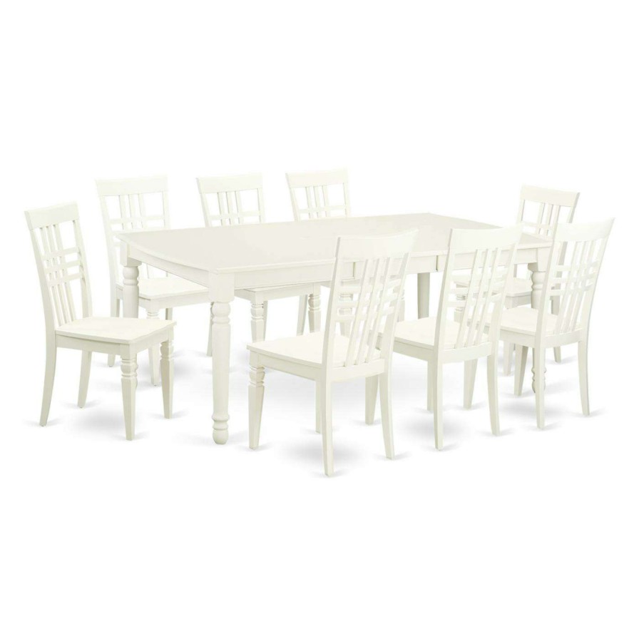 Dining Table Sets * | Coupon Kitchen & Dinette Sets East West Furniture Dover 9 Piece Latticeback Dining Table Set