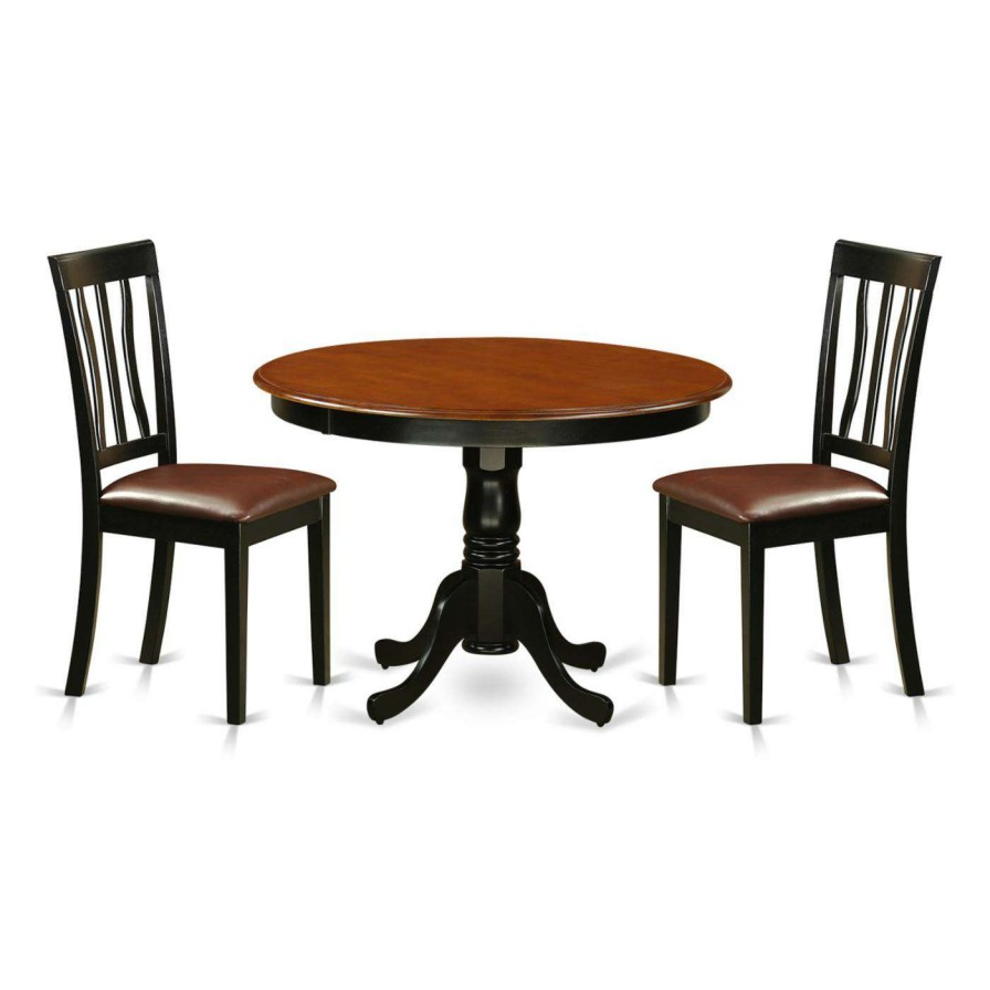 Dining Table Sets * | Wholesale Round East West Furniture Hartland 3 Piece Splat Back Dining Table Set