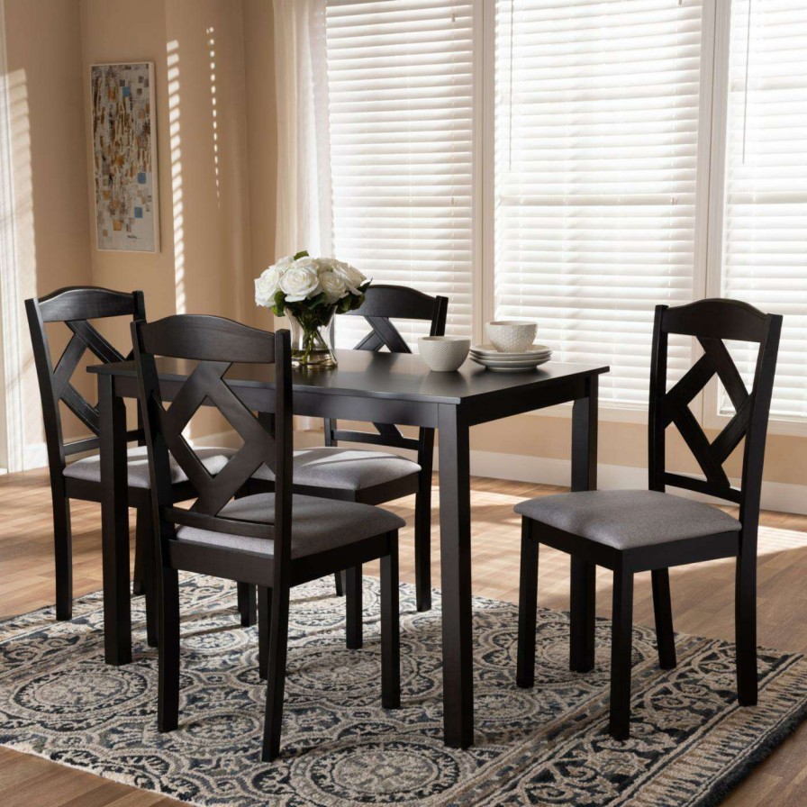 Dining Table Sets * | Wholesale Rectangle Baxton Studio Ruth 5 Piece Contemporary Dining Set