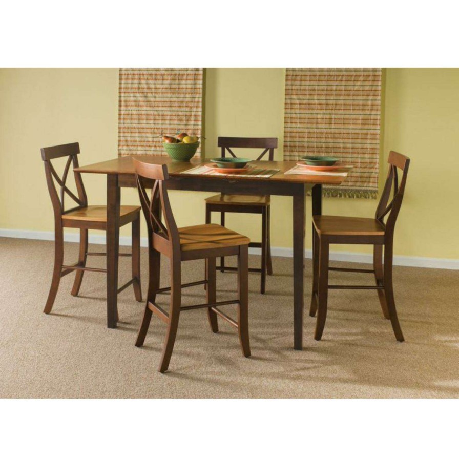 Dining Table Sets * | Best Reviews Of Kitchen & Dinette Sets International Concepts Middleton 5 Piece Counter Height Dining Table With 4 X-Back Stools Cinnamon/Espresso