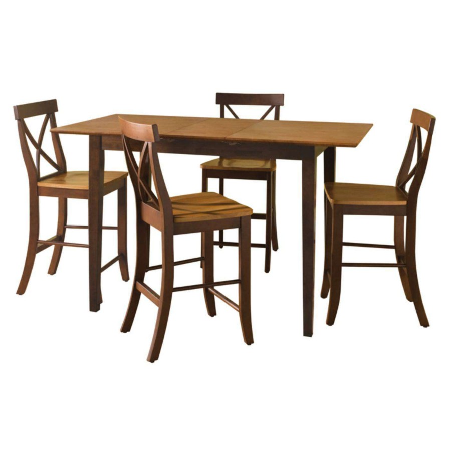 Dining Table Sets * | Best Reviews Of Kitchen & Dinette Sets International Concepts Middleton 5 Piece Counter Height Dining Table With 4 X-Back Stools Cinnamon/Espresso